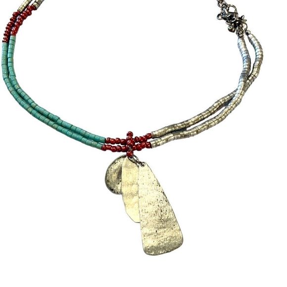 New Coldwater Creek Multi Color Beaded Necklace - Picture 6 of 9